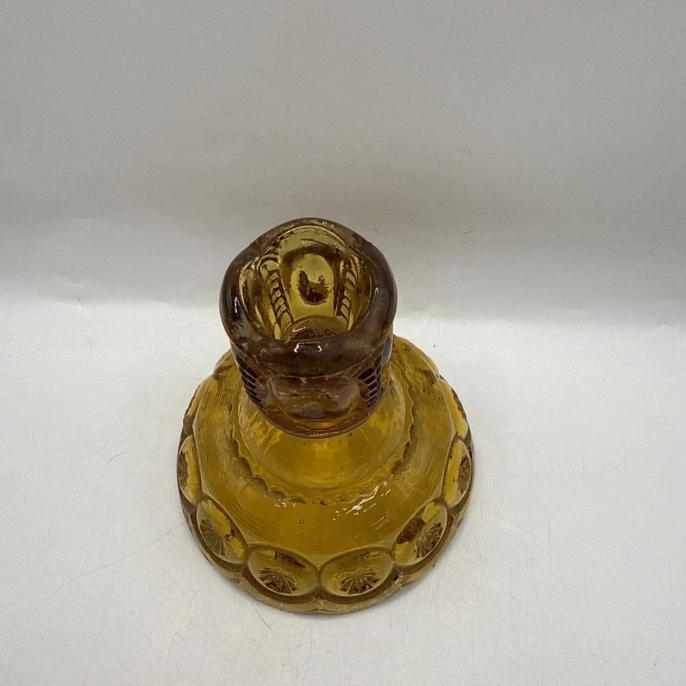 Le Smith Moon & Star Dark Amber Glass Heritage Lamp Base, Or Candlestick Holder